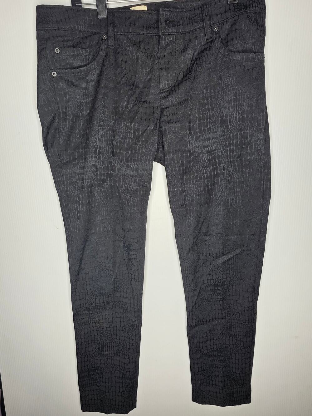 Ecru Size 6 Kowitz Stretch Jacquard Jeans Black Snakeskin Pattern whimsigoth